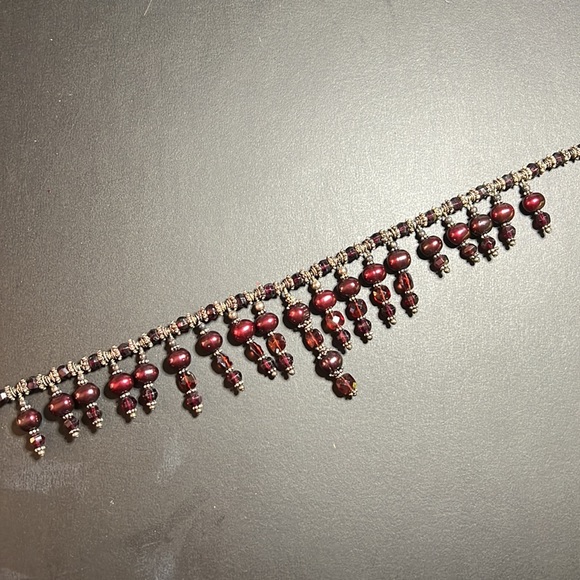 GARNET CUSTOM NECKLACE ⚜️ Garnet & Sterling Toggle 15” Choker - Picture 7 of 7